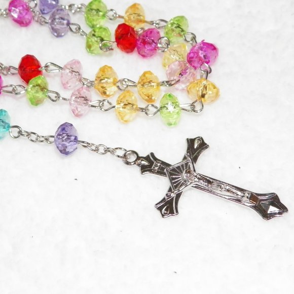 HOST PICK Immaculate Heart of Mary Multicolor Rosary Beads Crucifix with Case - Picture 5 of 13